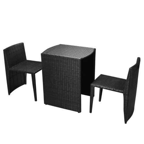 3-Dijelni bistro set od poliratana s jastucima crni - Crna 3 Cijena