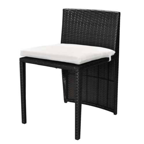 3-Dijelni bistro set od poliratana s jastucima crni - Crna 3 Cijena