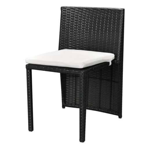 3-Dijelni bistro set od poliratana s jastucima crni - Crna 3 Cijena
