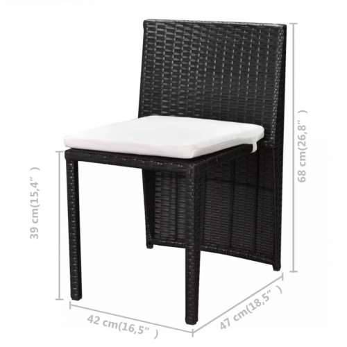 3-Dijelni bistro set od poliratana s jastucima crni - Crna 3 Cijena