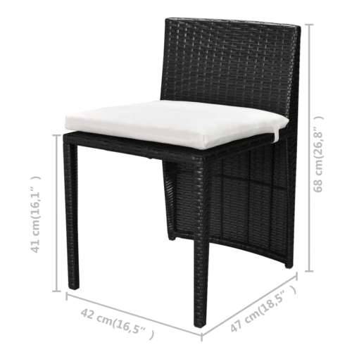 3-Dijelni bistro set od poliratana s jastucima crni - Crna 3 Cijena