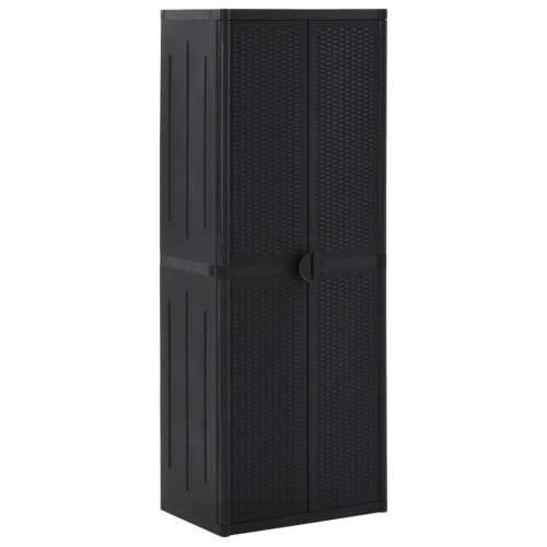 Vrtni ormarić za pohranu crni 65 x 45 x 172 cm PP ratan - Crna 1 1 držač za metle i 4 police Cijena