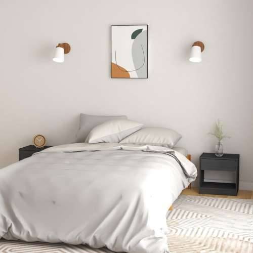 Noćni ormarići 2 kom sivi 40 x 31 x 40 cm od masivne borovine - Siva 2 Cijena