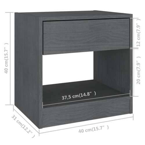 Noćni ormarići 2 kom sivi 40 x 31 x 40 cm od masivne borovine - Siva 2 Cijena