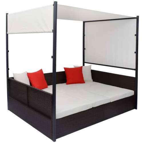 Vrtni krevet s baldahinom smeđi 190 x 130 cm poliratan Cijena