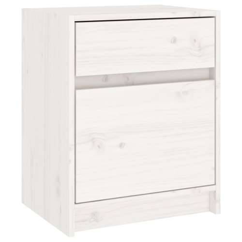 Noćni ormarić bijeli 40 x 31 x 50 cm od masivne borovine - Bijela 1 Cijena