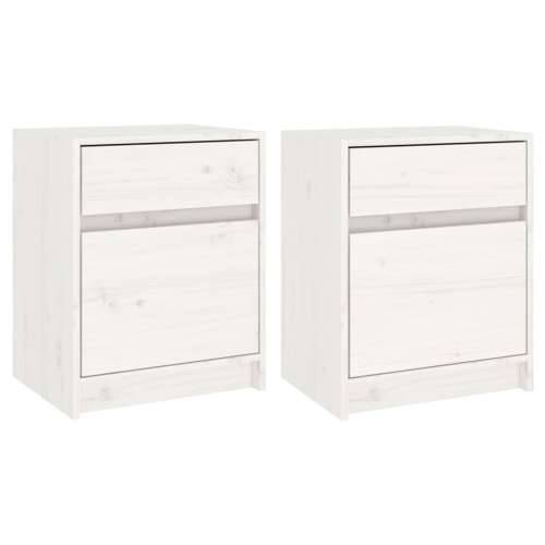 Noćni ormarići 2 kom bijeli 40 x 31 x 50 cm od masivne borovine - Bijela 2 Cijena