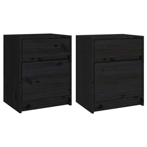 Noćni ormarići 2 kom crni 40 x 31 x 50 cm od masivne borovine - Crna 2 Cijena