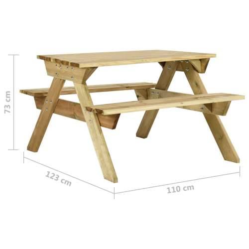 Stol za piknik s klupama 110x123x73 cm od impregnirane borovine - 110 x 123 x 73 cm 1 Cijena