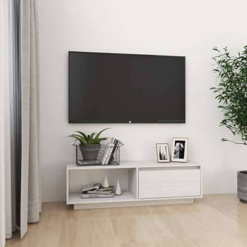TV ormarić bijeli 110 x 30 x 33,5 cm od masivne borovine - Bijela 1 Cijena