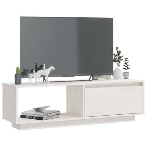 TV ormarić bijeli 110 x 30 x 33,5 cm od masivne borovine - Bijela 1 Cijena