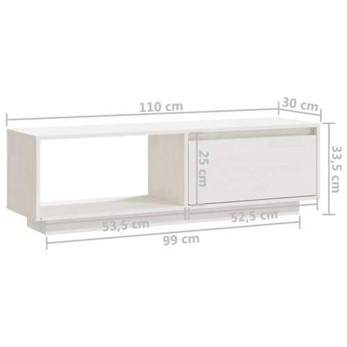 TV ormarić bijeli 110 x 30 x 33,5 cm od masivne borovine - Bijela 1 Cijena