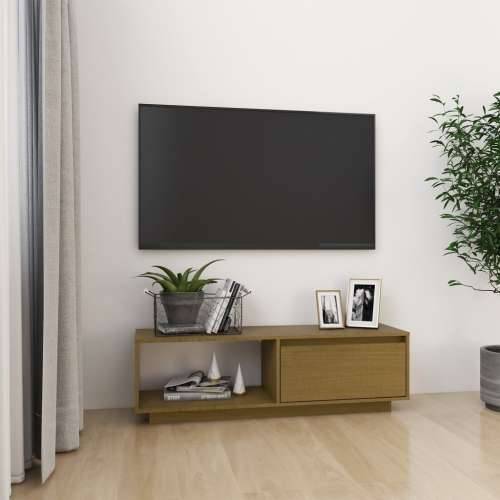 TV ormarić boja meda 110 x 30 x 33,5 cm od masivne borovine - boja meda 1 Cijena