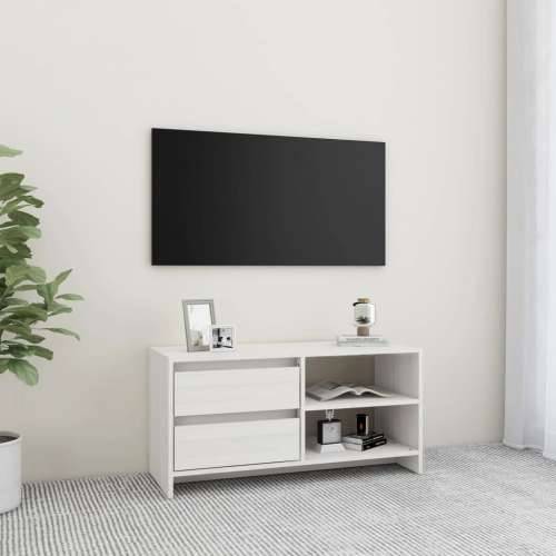 TV ormarić bijeli 80 x 31 x 39 cm od masivne borovine - Bijela 1 Cijena