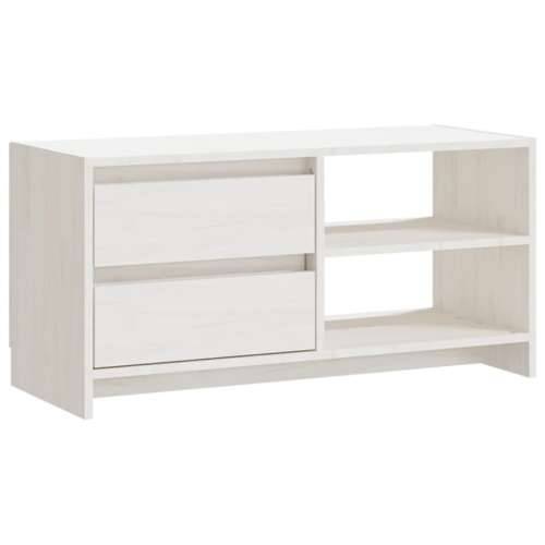 TV ormarić bijeli 80 x 31 x 39 cm od masivne borovine - Bijela 1 Cijena