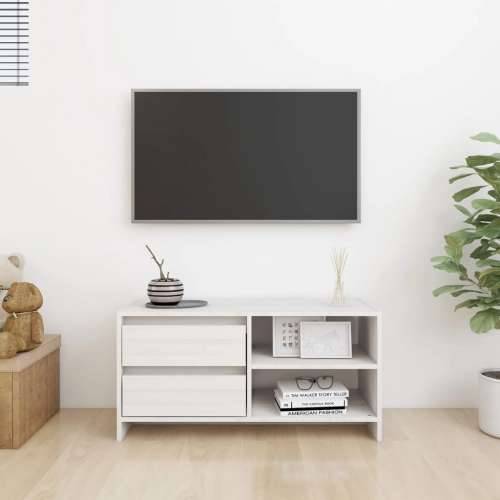 TV ormarić bijeli 80 x 31 x 39 cm od masivne borovine - Bijela 1 Cijena