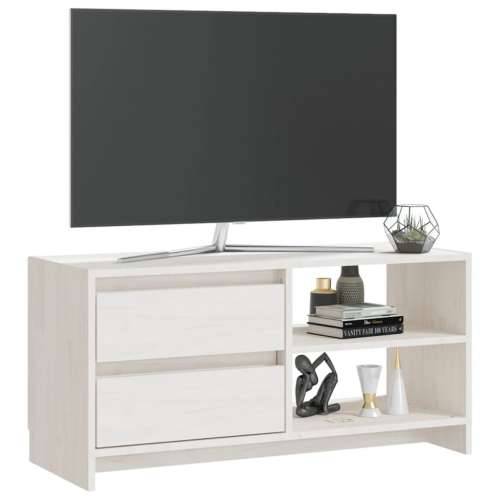 TV ormarić bijeli 80 x 31 x 39 cm od masivne borovine - Bijela 1 Cijena