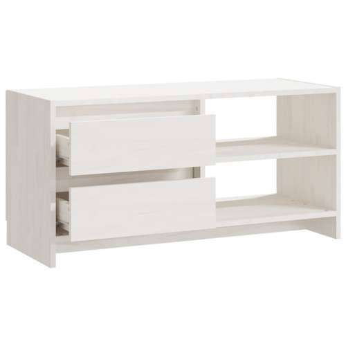 TV ormarić bijeli 80 x 31 x 39 cm od masivne borovine - Bijela 1 Cijena