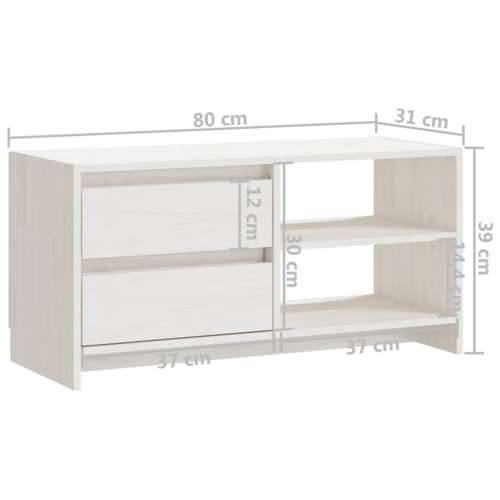 TV ormarić bijeli 80 x 31 x 39 cm od masivne borovine - Bijela 1 Cijena