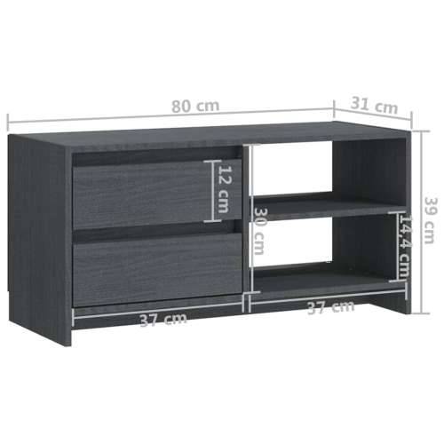 TV ormarić sivi 80 x 31 x 39 cm od masivne borovine Siva 1 Cijena