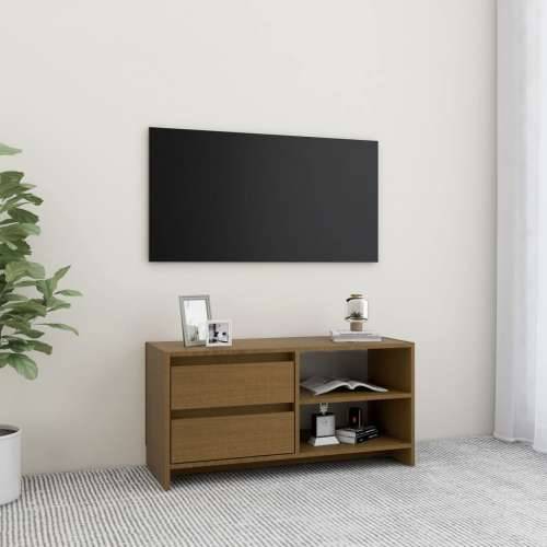 TV ormarić smeđa boja meda 80 x 31 x 39 cm od masivne borovine - boja meda 1 Cijena