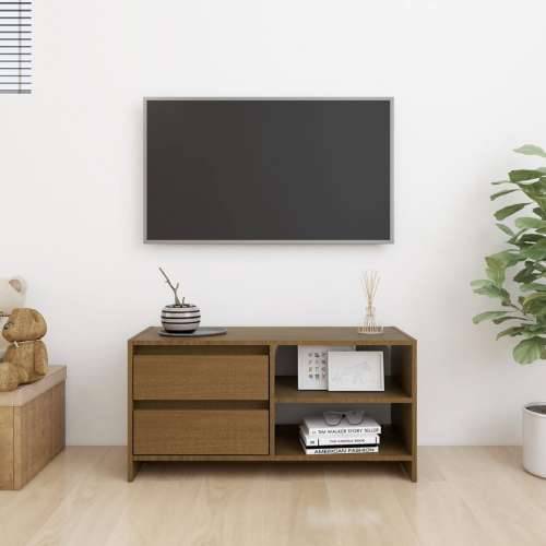 TV ormarić smeđa boja meda 80 x 31 x 39 cm od masivne borovine - boja meda 1 Cijena