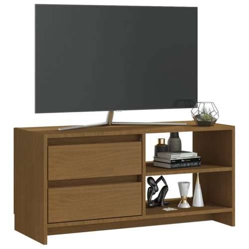 TV ormarić smeđa boja meda 80 x 31 x 39 cm od masivne borovine - boja meda 1 Cijena