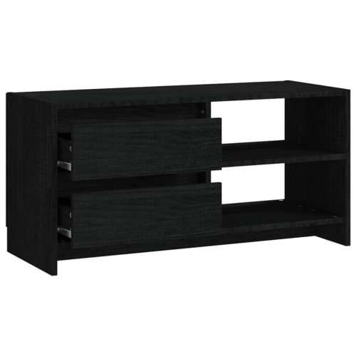 TV ormarić crni 80 x 31 x 39 cm od masivne borovine - Crna 1 Cijena