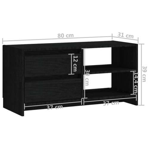 TV ormarić crni 80 x 31 x 39 cm od masivne borovine - Crna 1 Cijena
