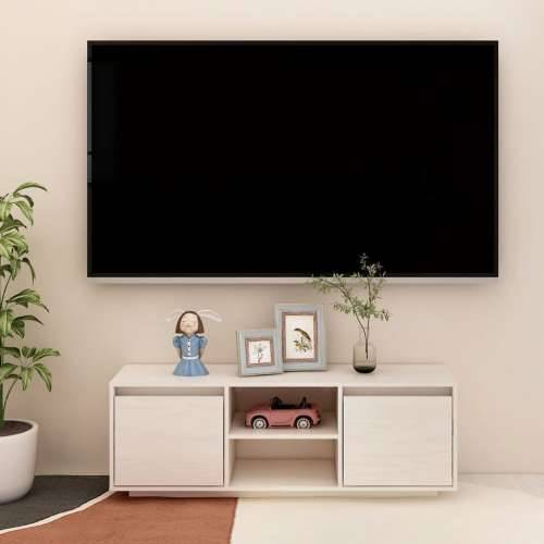 TV ormarić bijeli 110 x 30 x 40 cm od masivne borovine - Bijela 1 Cijena