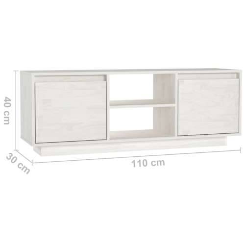 TV ormarić bijeli 110 x 30 x 40 cm od masivne borovine - Bijela 1 Cijena