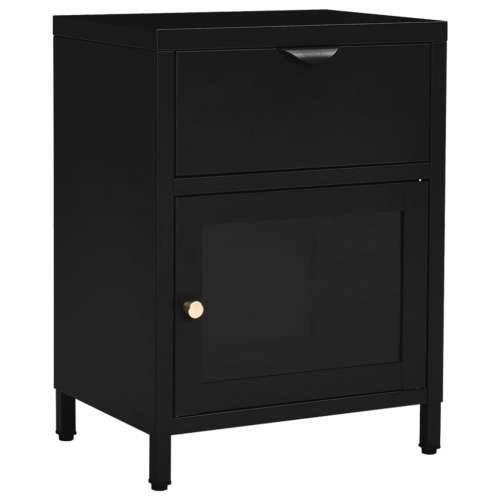 Noćni ormarići 2 kom crni 40 x 30 x 54,5 cm od čelika i stakla - Crna 2 Cijena