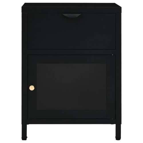 Noćni ormarići 2 kom crni 40 x 30 x 54,5 cm od čelika i stakla - Crna 2 Cijena