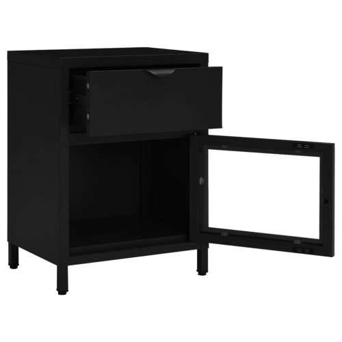 Noćni ormarići 2 kom crni 40 x 30 x 54,5 cm od čelika i stakla - Crna 2 Cijena