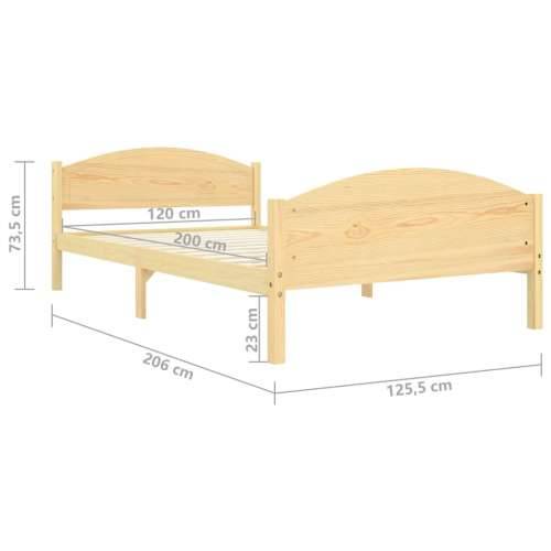 Okvir za krevet od masivne borovine 120 x 200 cm - Smeđa 120 x 200 cm Cijena