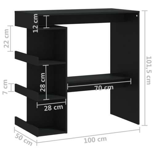 Barski stol sa stalkom za pohranu crni 100x50x101,5 cm iverica Cijena