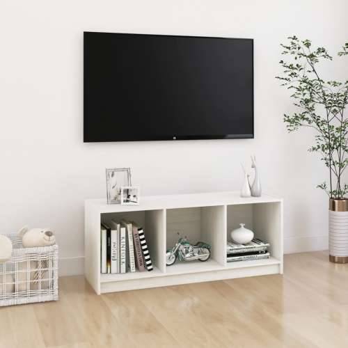 TV ormarić bijeli 104 x 33 x 41 cm od masivne borovine - Bijela 1 Cijena