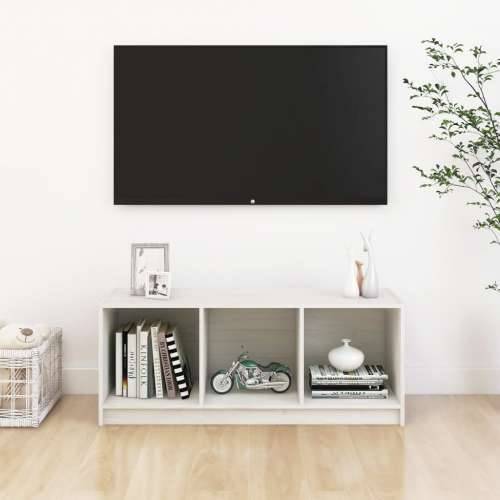 TV ormarić bijeli 104 x 33 x 41 cm od masivne borovine - Bijela 1 Cijena