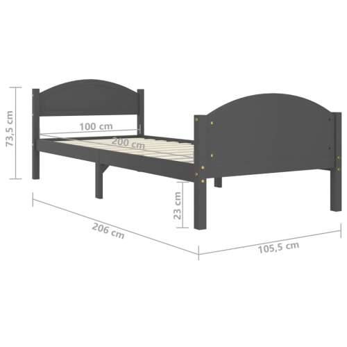 Okvir za krevet od masivne borovine tamnosivi 100 x 200 cm - Tamno siva 100 x 200 cm Cijena
