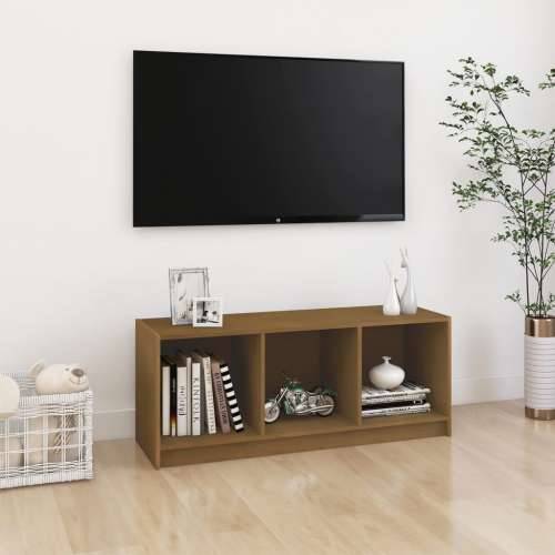 TV ormarić smeđa boja meda 104 x 33 x 41 cm od masivne borovine - boja meda 1 Cijena