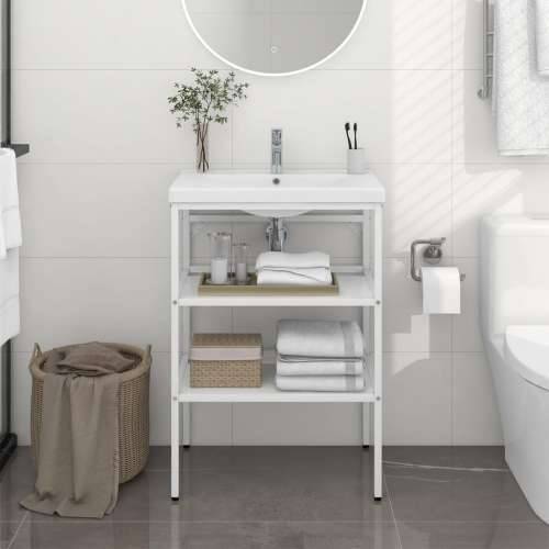 Okvir za kupaonski Lavabo - Umivaonik bijeli 59 x 38 x 83 cm željezni - Bijela 59 x 38 x 83 cm 1 Cijena