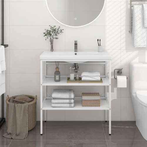 Okvir za kupaonski Lavabo - Umivaonik bijeli 79 x 38 x 83 cm željezni - Bijela 79 x 38 x 83 cm 1 Cijena