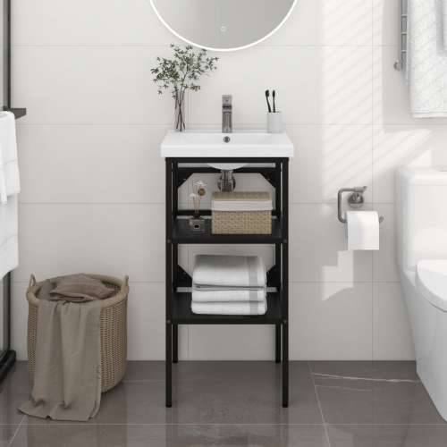 Okvir za kupaonski Lavabo - Umivaonik crni 40 x 38 x 83 cm željezni - Crna 40 x 38 x 83 cm 1 Cijena