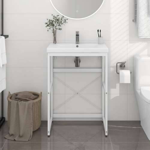 Okvir za kupaonski Lavabo - Umivaonik bijeli 59 x 38 x 83 cm željezni - Bijela 59 x 38 x 83 cm 1 Cijena