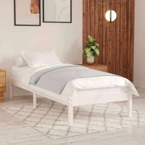 Okvir za krevet bijeli od masivnog drva 90 x 190 cm mali