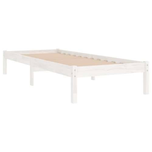 Okvir za krevet bijeli od masivnog drva 90 x 190 cm mali Cijena