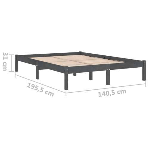 Okvir za krevet od masivnog drva sivi 135 x 190 cm bračni Cijena