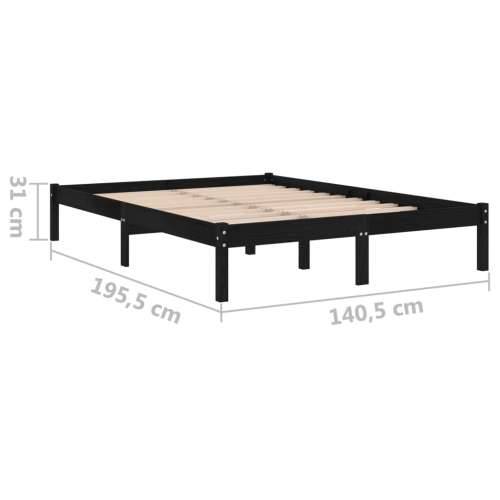 Okvir za krevet od masivnog drva crni 135 x 190 cm bračni Cijena