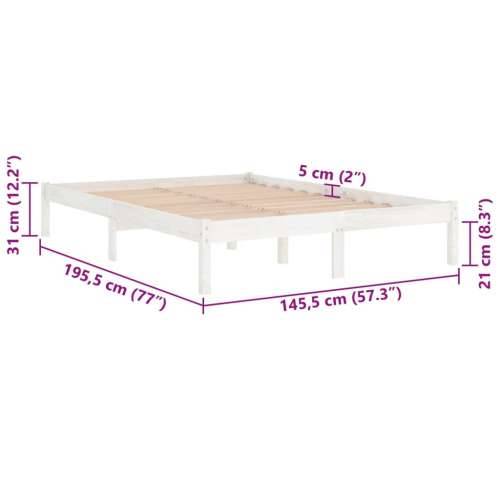 Okvir za krevet od masivne borovine bijeli 140 x 190 cm - Bijela 140 x 190 cm Cijena