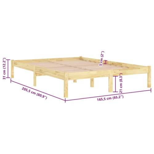 Okvir za krevet od masivne borovine 160 x 200 cm - Prirodna 160 x 200 cm Cijena
